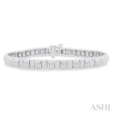 3/4 ctw Ribbed Round Cut Diamond Fashion Bracelet in 14K White Gold